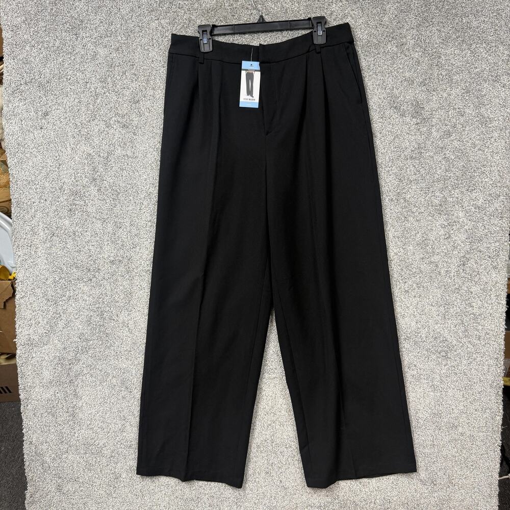 Steve Madden Trouser Mens Size 34x30 Black Pleated Wide Leg Formal Dress Pants